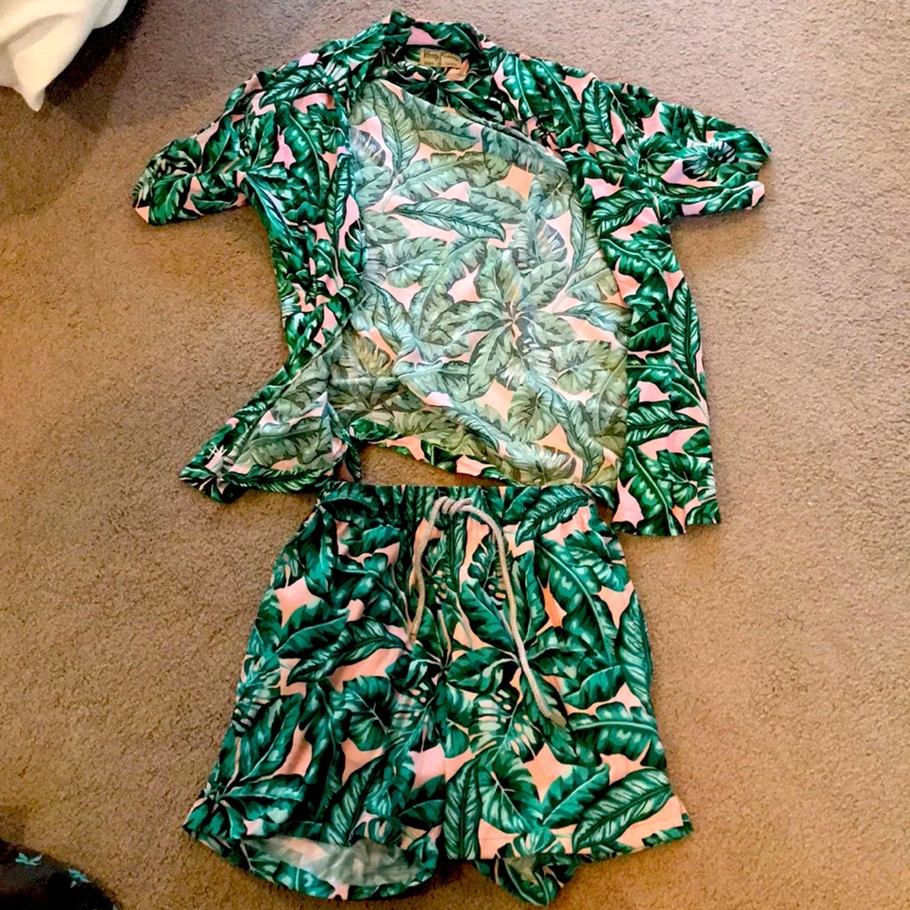 Kenny Flowers Mens Matching Cabana Set Fronds With Benefits